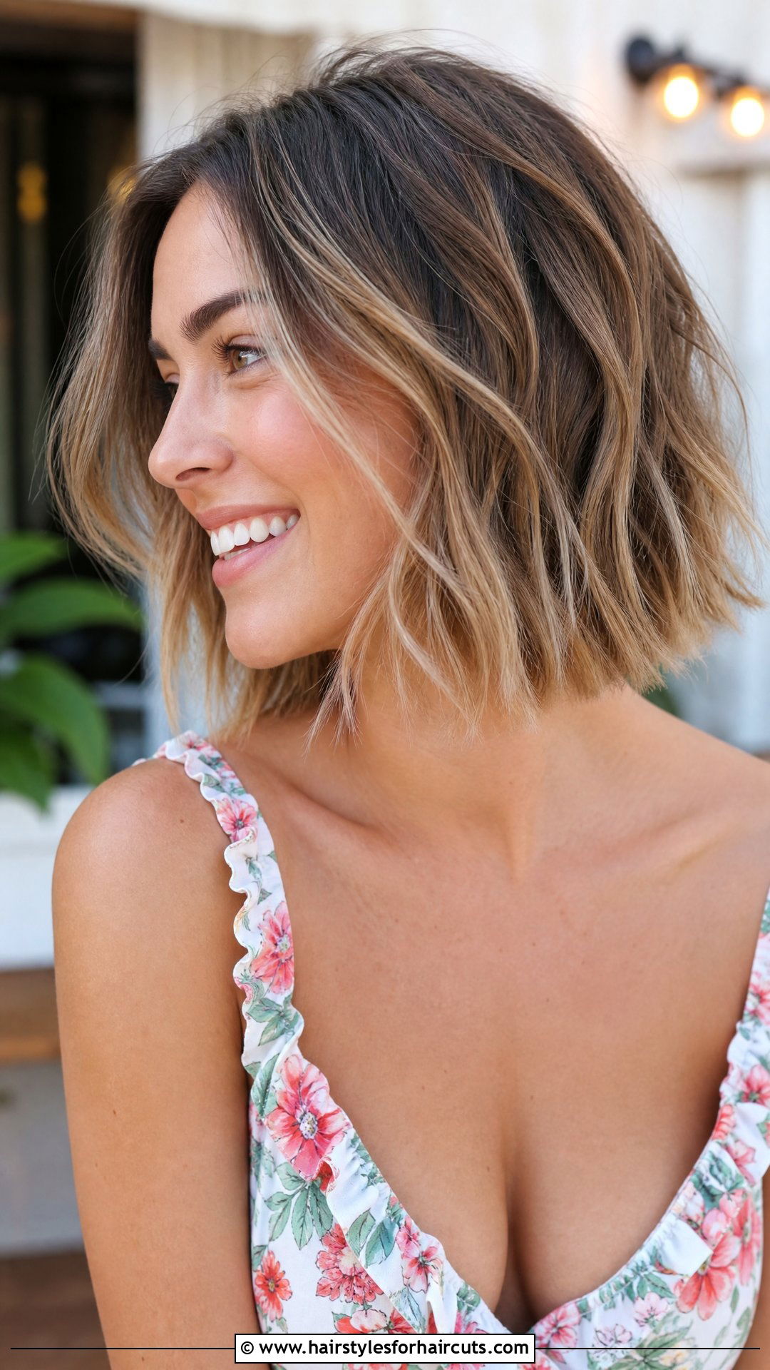 Textured Wavy Chin Length Lob - 25 chin length haircuts for wavy hair - 25 chin length haircuts for wavy hair