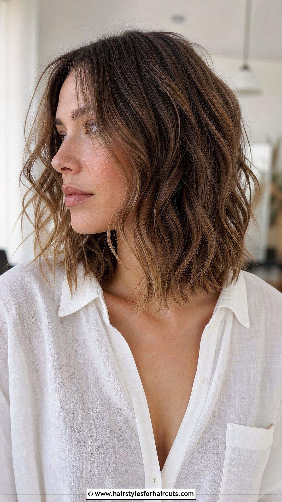 Texturized Wavy Shoulder Length Cut - 25 best haircuts for round face wavy hair - 25 best haircuts for round face wavy hair