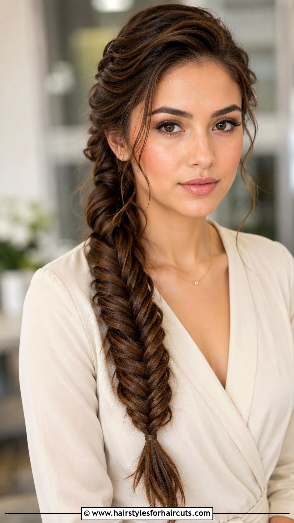 Thick Fishtail Side Braid - 25 quinceanera hairstyles for long hair - 25 quinceanera hairstyles for long hair
