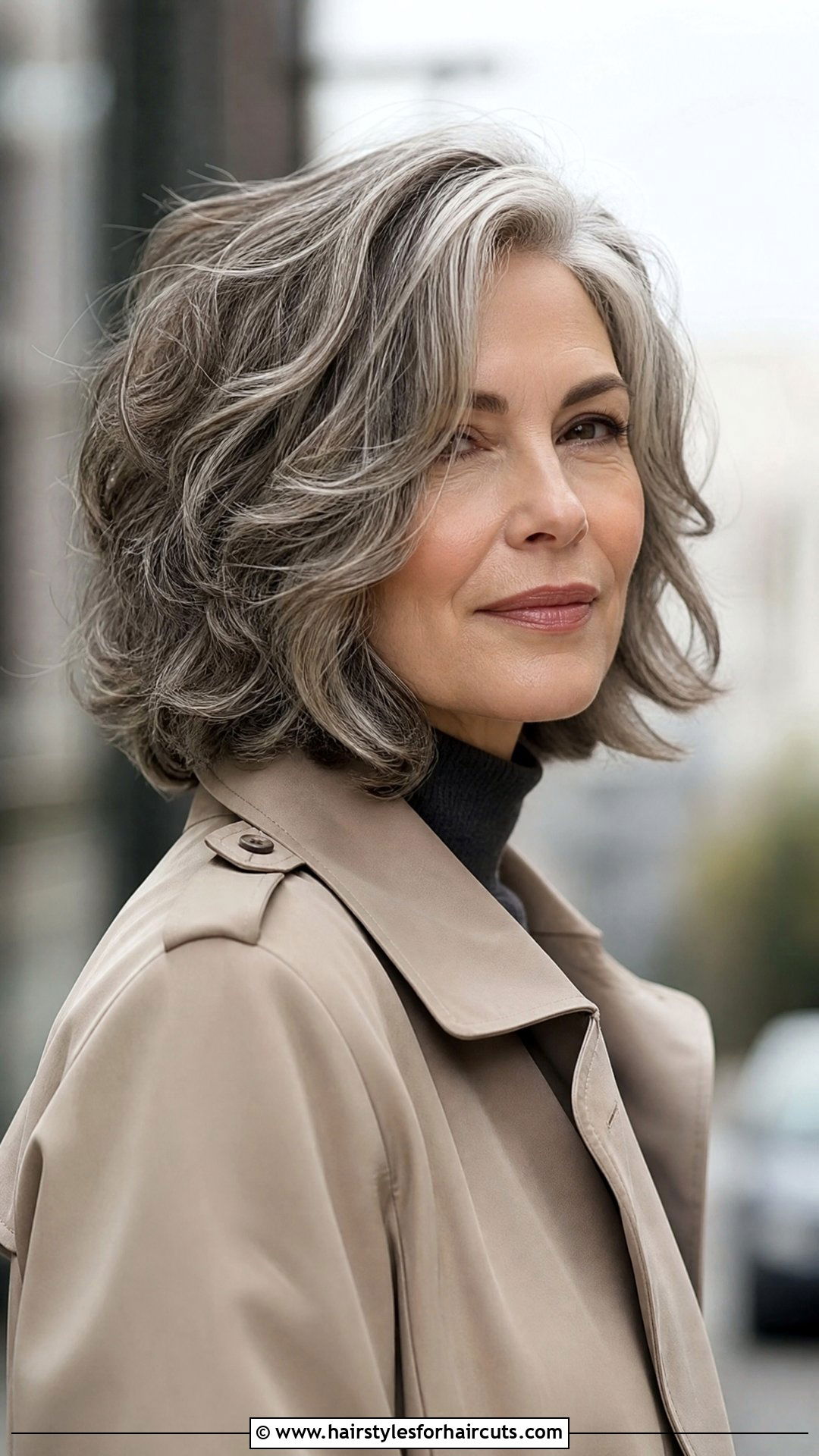 Thick Grey Wavy Bob - 25 grey hair womens hairstyles - 25 grey hair womens hairstyles
