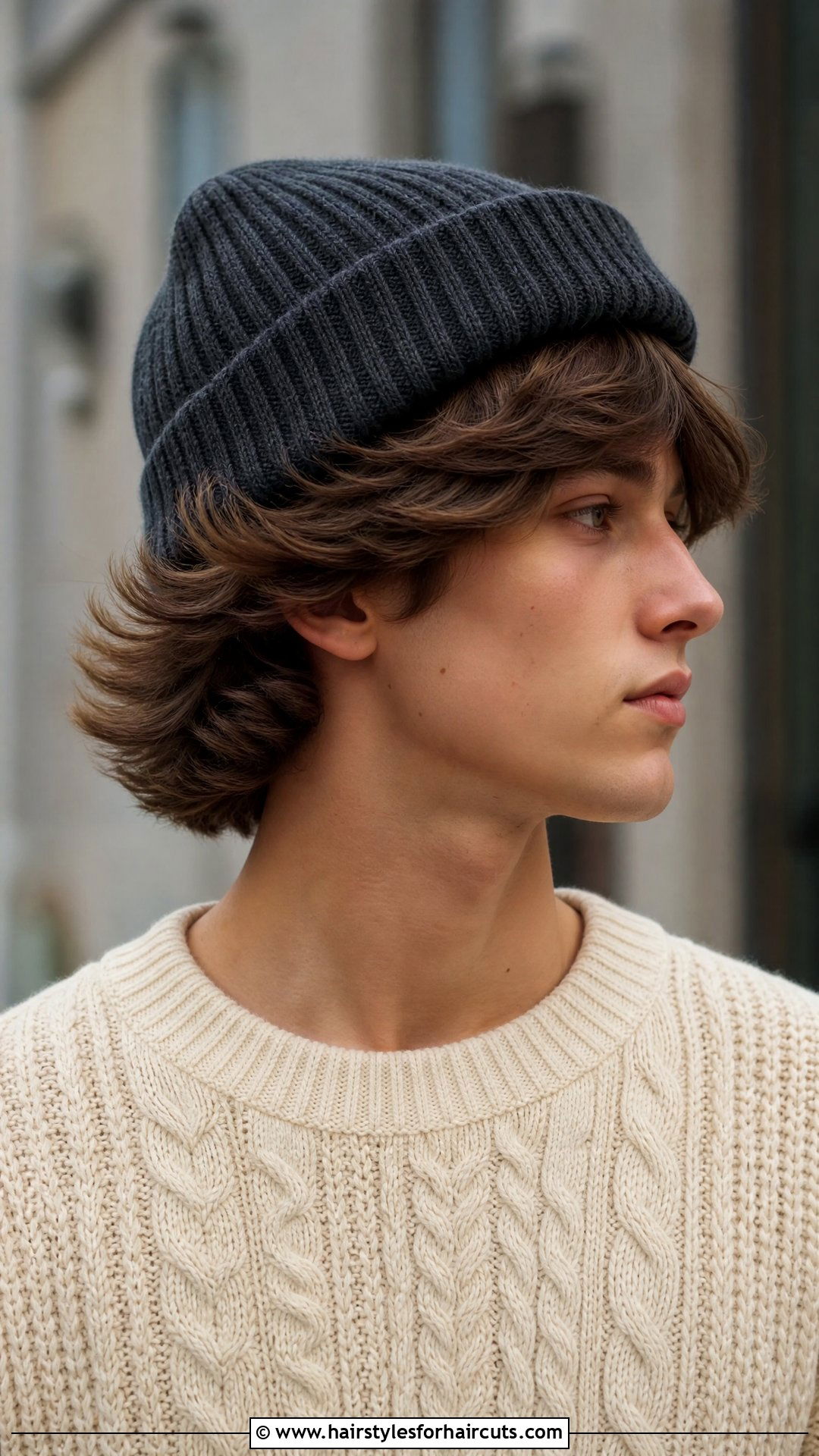 Thick Wings Haircut With Wool Beanie - 25 wings haircuts with hat - 25 wings haircuts with hat