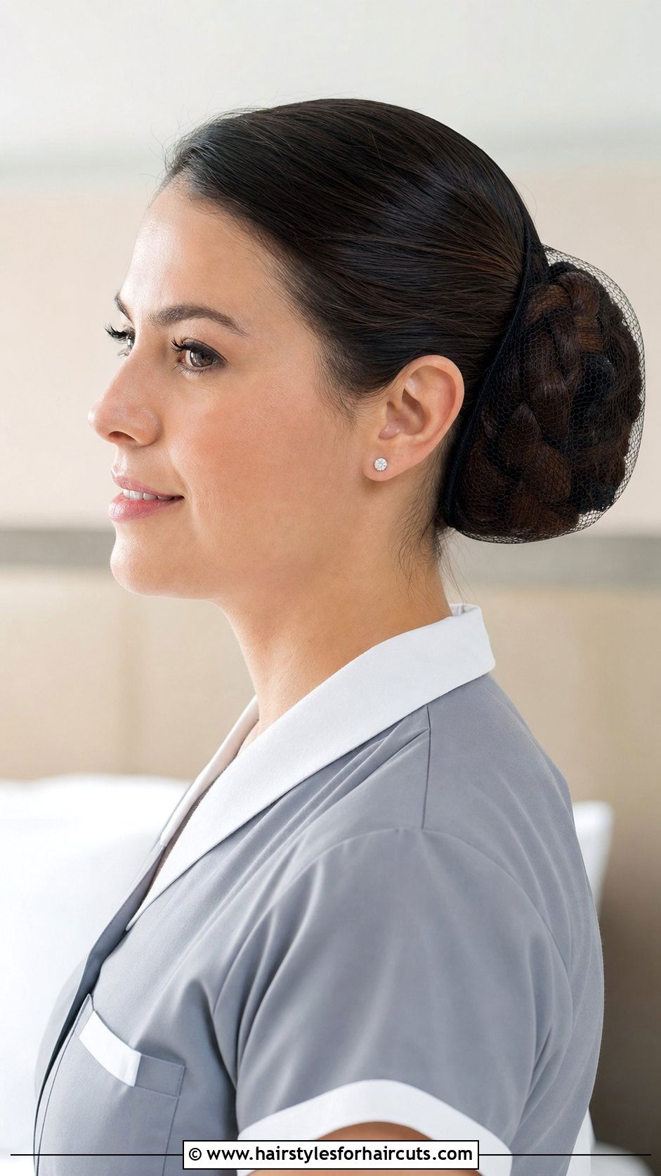 Three Strand Braid Bun With Hair Net - 25 hair net hairstyles for work - 25 hair net hairstyles for work