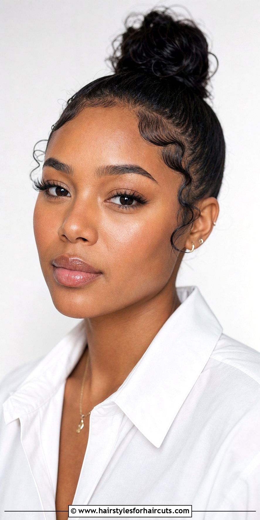 Top Knot Bun With Wavy Edges - 25 hairstyles with edges - 25 hairstyles with edges