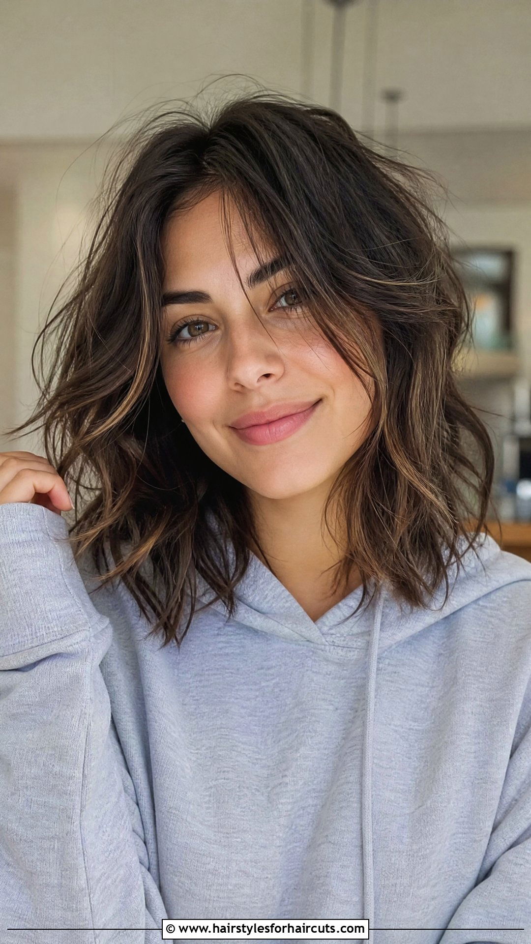 Tousled Medium Layers For Round Face - 25 thick hair round face haircuts - 25 thick hair round face haircuts