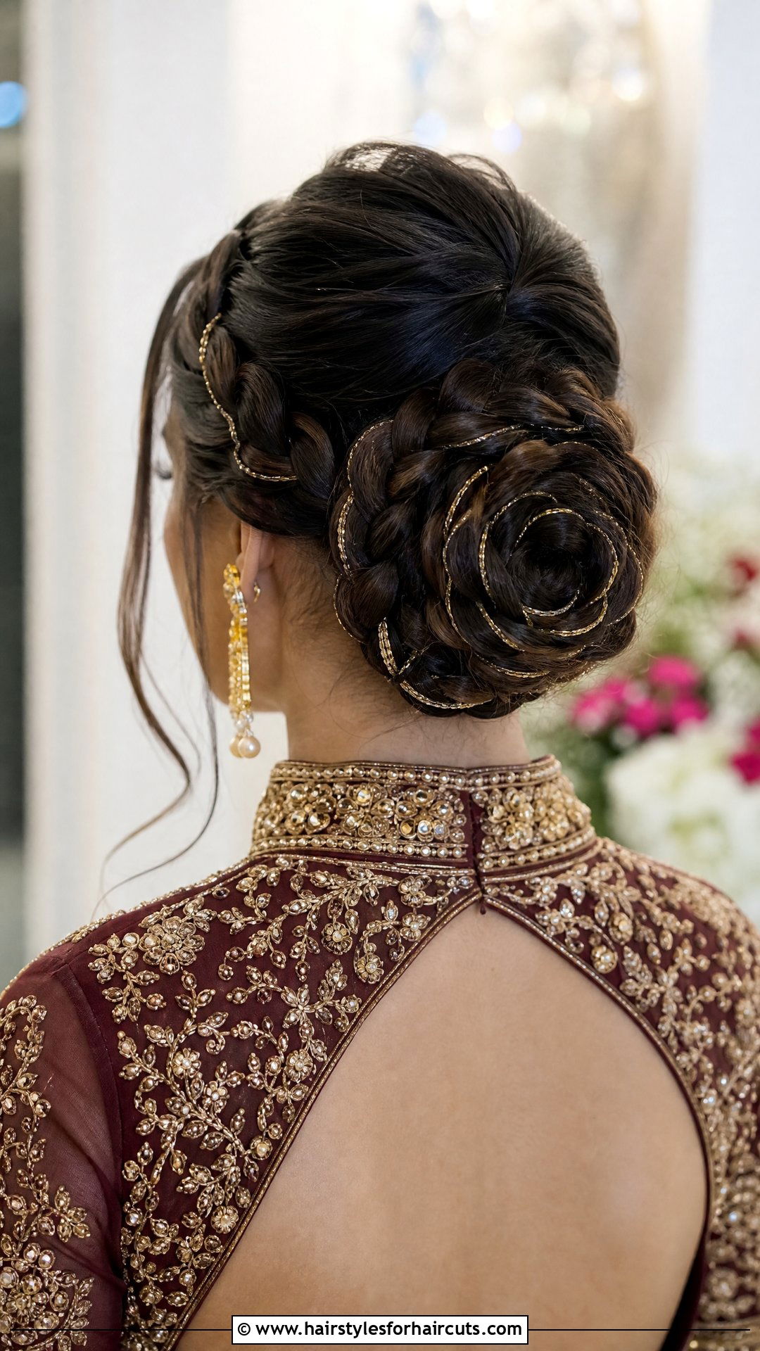 Traditional Braided Bun Hairstyle For Lehenga - 25 hairstyles for lehenga - 25 hairstyles for lehenga