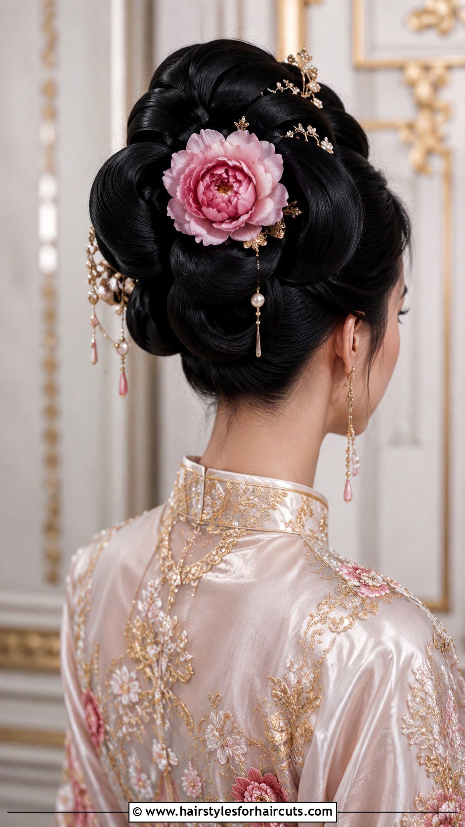 Traditional Chinese Peony Bun - 25 ancient chinese hairstyles - 25 ancient chinese hairstyles