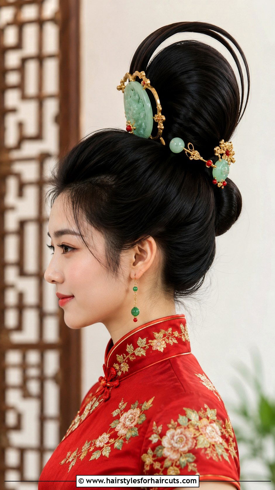 Traditional Chinese Rooster Tail - 25 asian wedding hairstyles for long hair - 25 asian wedding hairstyles for long hair