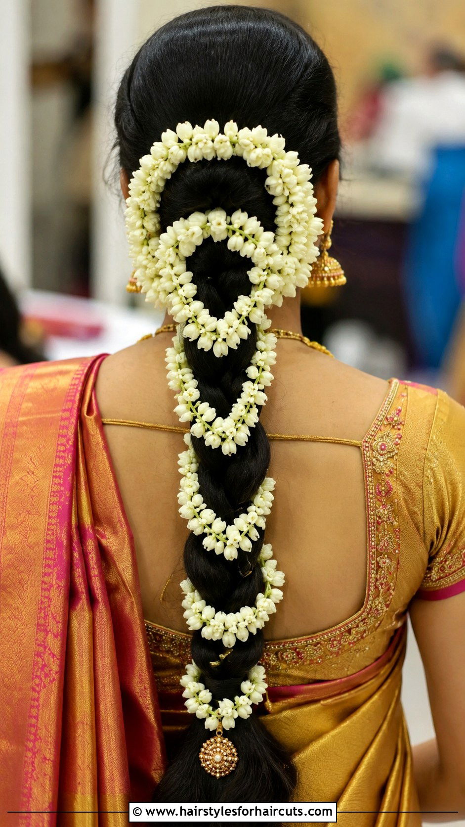 Traditional Jasmine Flower Braid - 25 indian hairstyles for long hair - 25 indian hairstyles for long hair