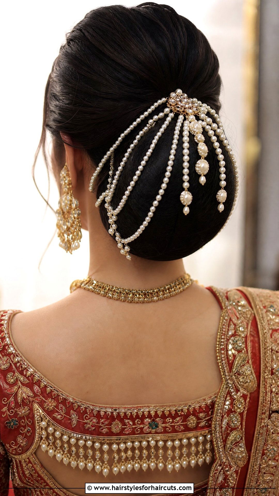 Traditional Juda With Pearls - 25 mehndi hairstyles - 25 mehndi hairstyles