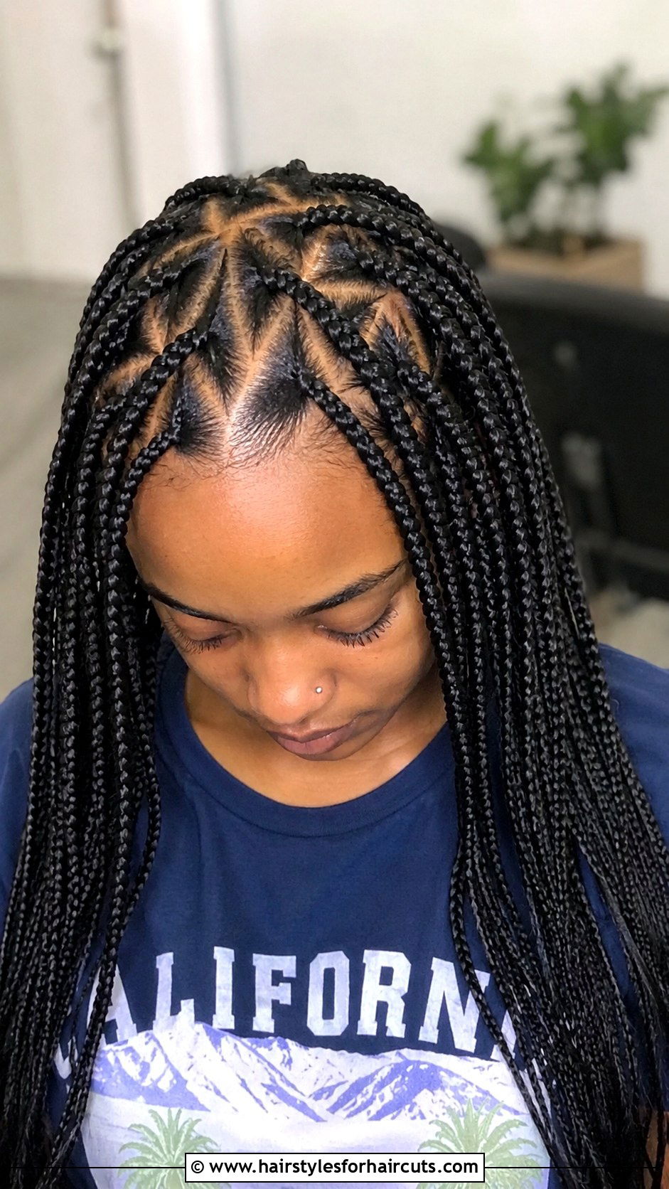 Triangle Part Box Braids - 25 box braid hairstyles - 25 box braid hairstyles