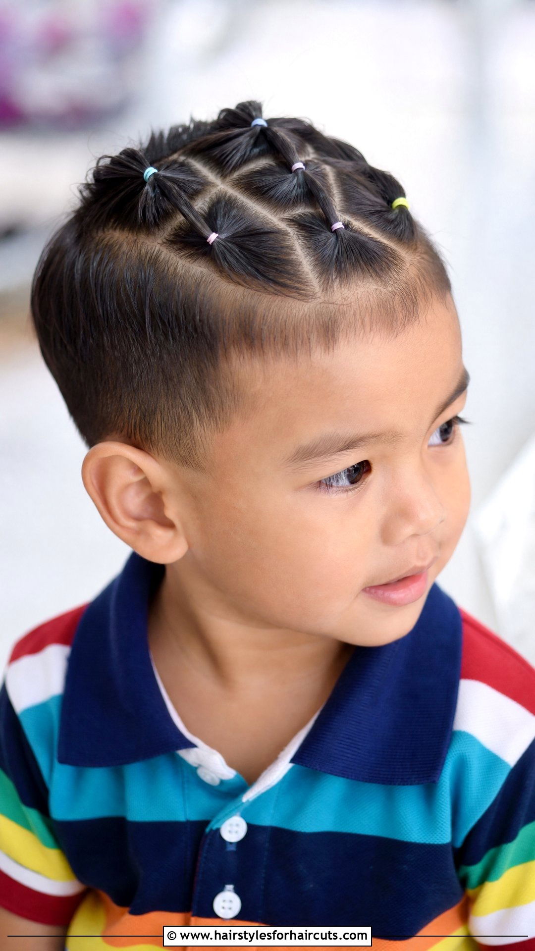 Triangular Part Rubber Band Style - 25 short hair rubber band hairstyles for toddlers - 25 short hair rubber band hairstyles for toddlers