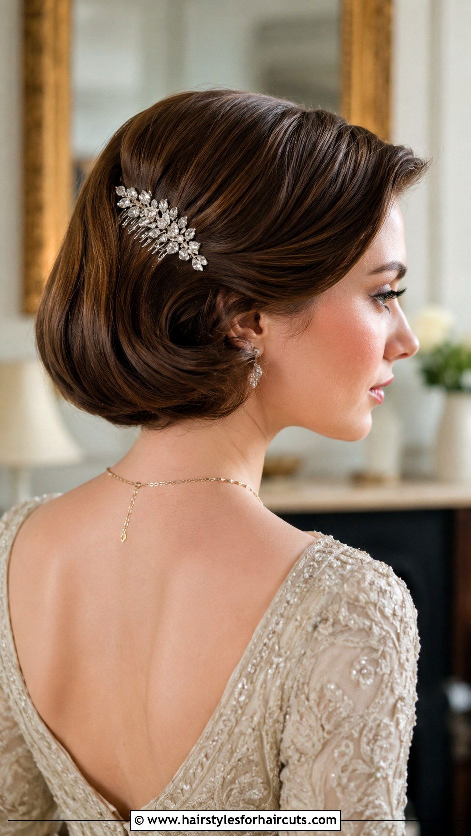 Tucked Bob With Comb - 25 short hairstyles for wedding - 25 short hairstyles for wedding