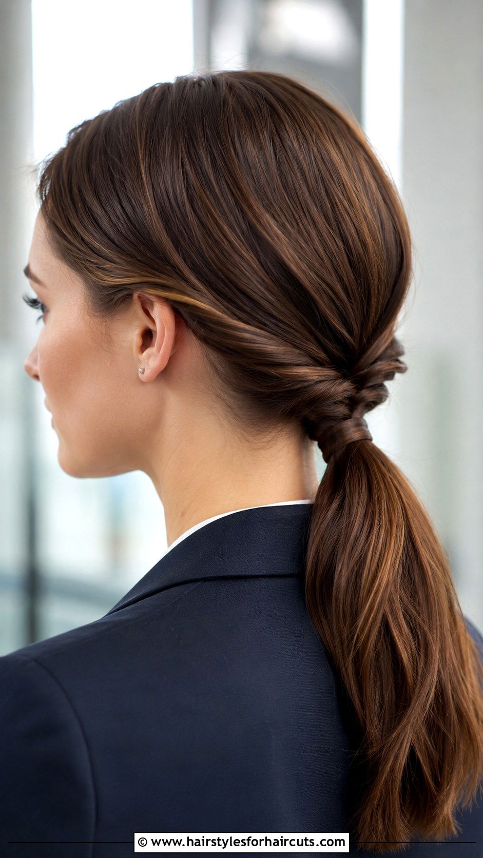Tucked Low Ponytail - 25 long hair easy cute hairstyles - 25 long hair easy cute hairstyles