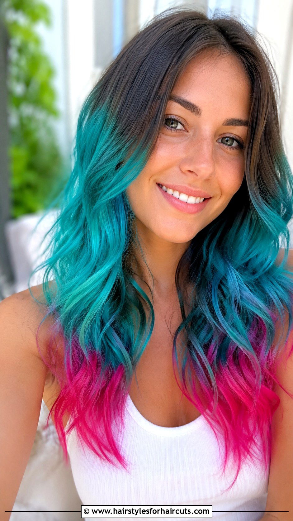 Turquoise And Magenta Dip Dye - 25 multi color hairstyles - 25 multi color hairstyles