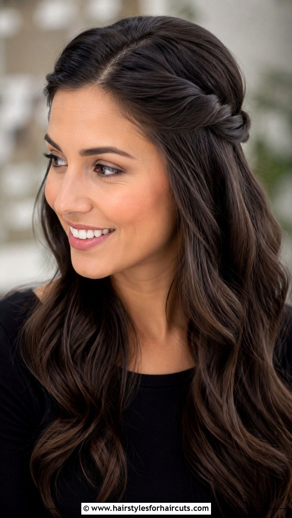 Twist And Pin Half Updo - 25 funeral hairstyles - 25 funeral hairstyles