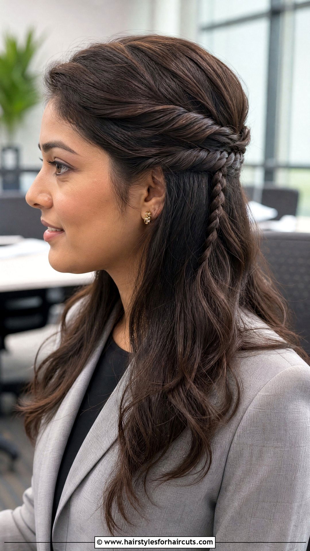 Twisted Braid Half Up Half Down - 25 hairstyles with a braid - 25 hairstyles with a braid