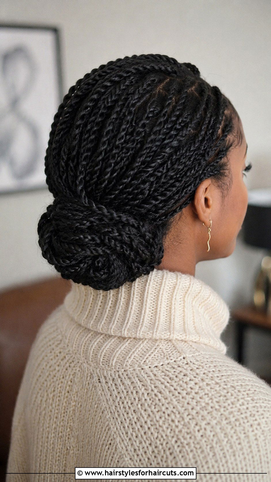 Twisted Braided Low Bun - 25 braided buns hairstyles for black hair - 25 braided buns hairstyles for black hair