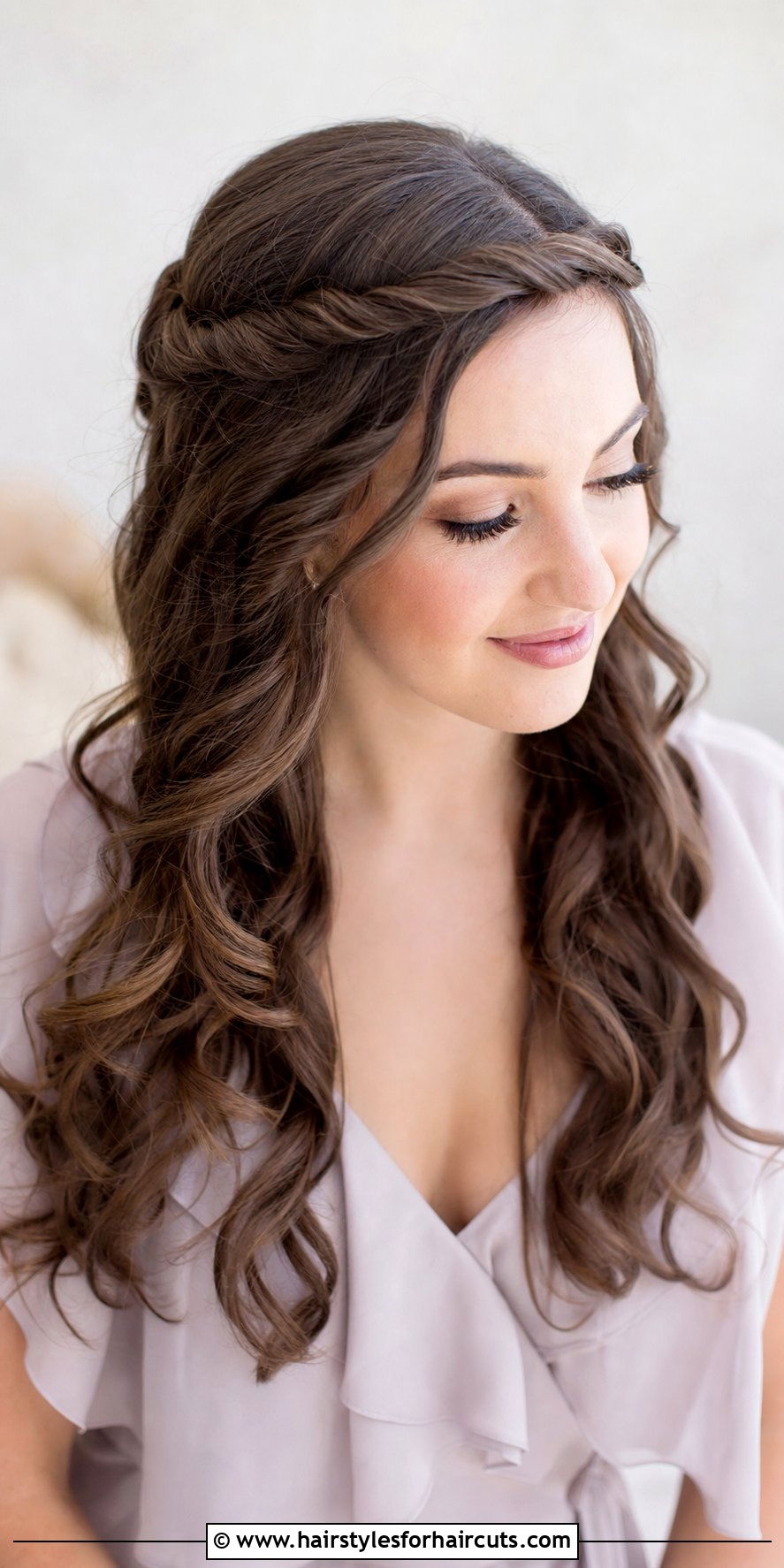 Twisted Crown Braid With Curls - 25 modern indian wedding hairstyles for long hair - 25 modern indian wedding hairstyles for long hair