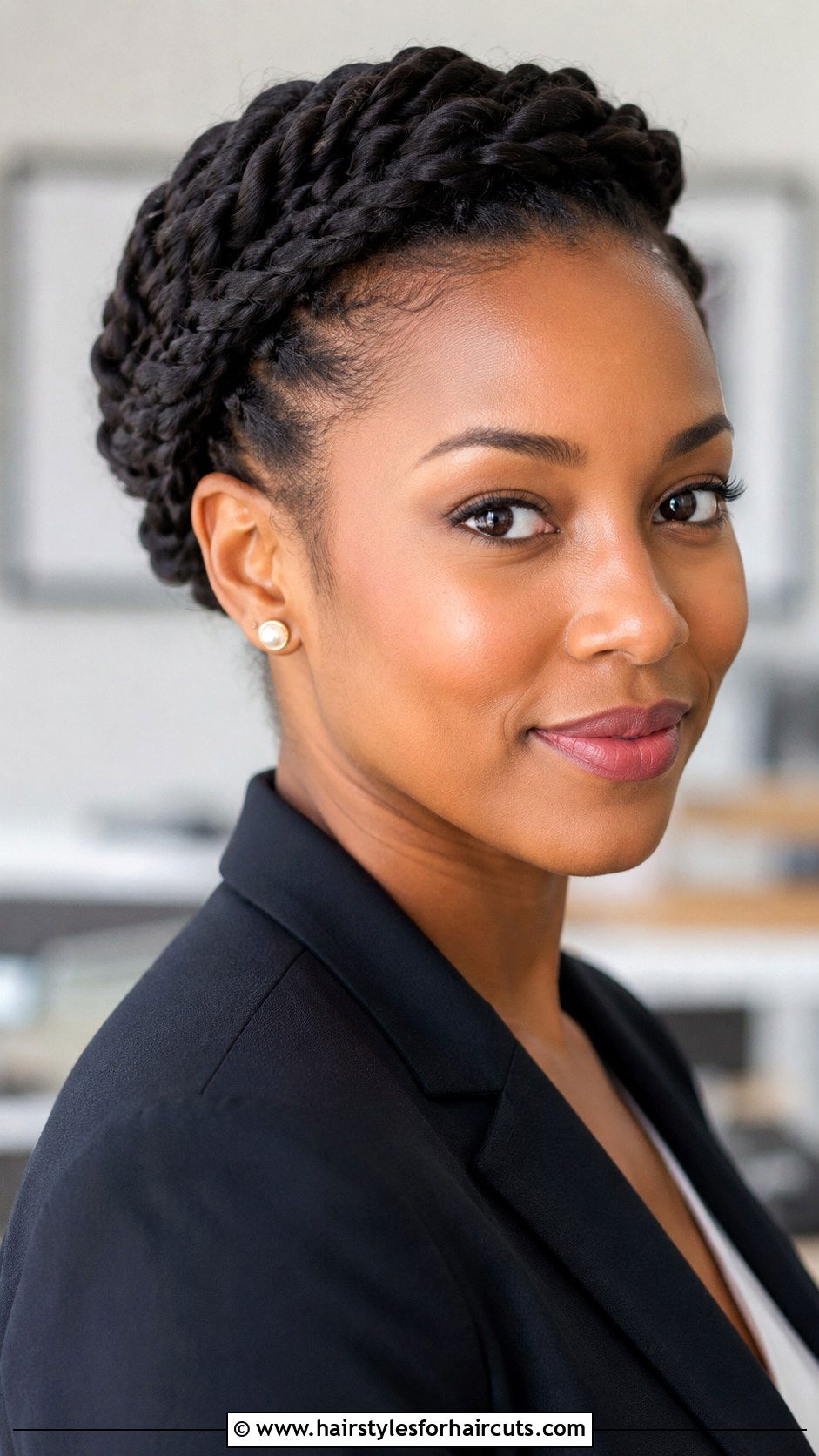 Twisted Crown Updo - 25 black hairstyles for growing out short hair - 25 black hairstyles for growing out short hair