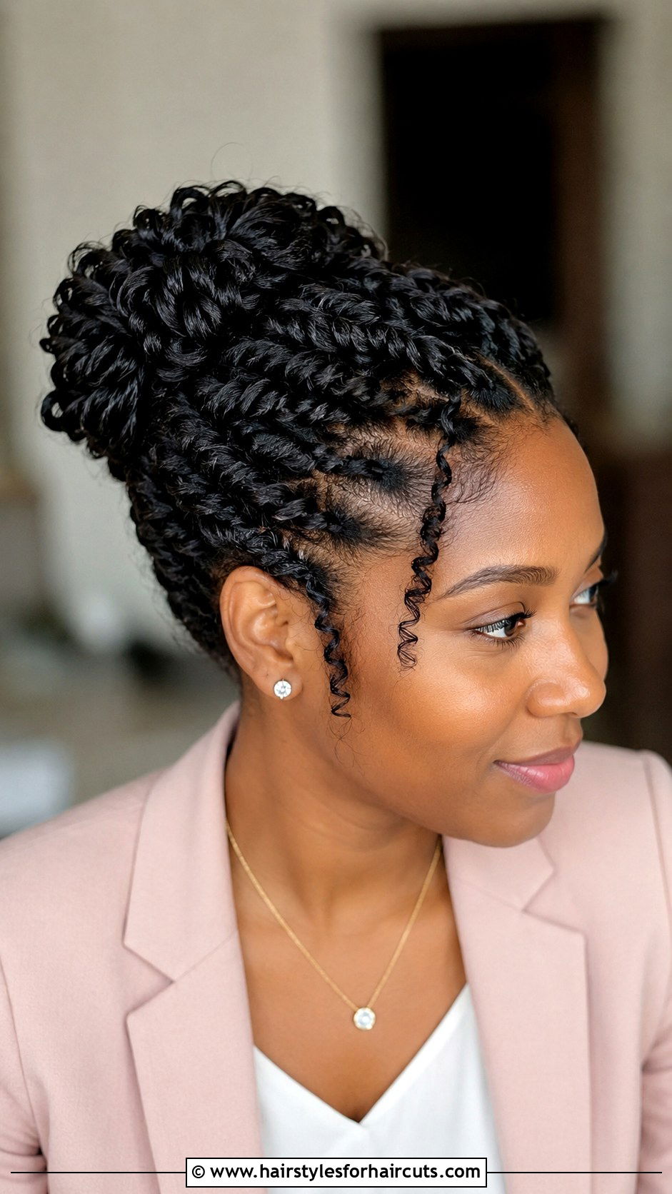 Twisted Curly Bun - 25 bun hairstyles curly hair - 25 bun hairstyles curly hair
