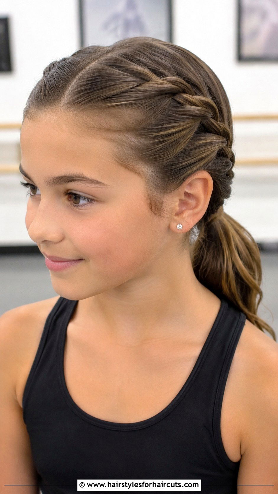 Twisted Front Low Ponytail - 25 gymnastics hairstyles for short hair - 25 gymnastics hairstyles for short hair