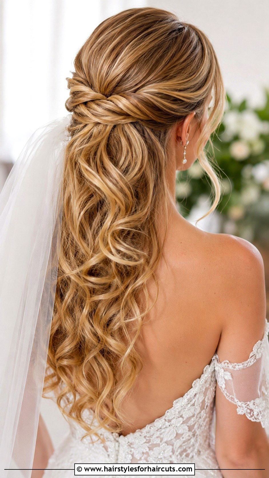 Twisted Half Up Bridal Hair - 25 brides hairstyles for long hair - 25 brides hairstyles for long hair