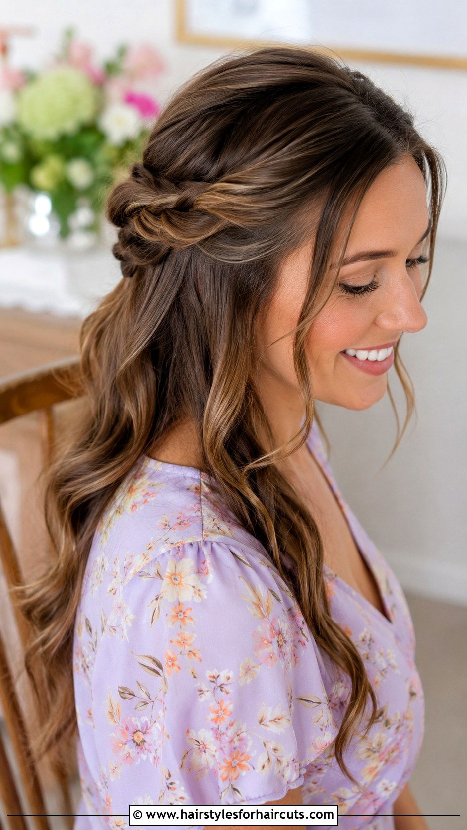 Twisted Half Up Bridal Shower Hairstyle - 25 bridal shower hairstyles - 25 bridal shower hairstyles