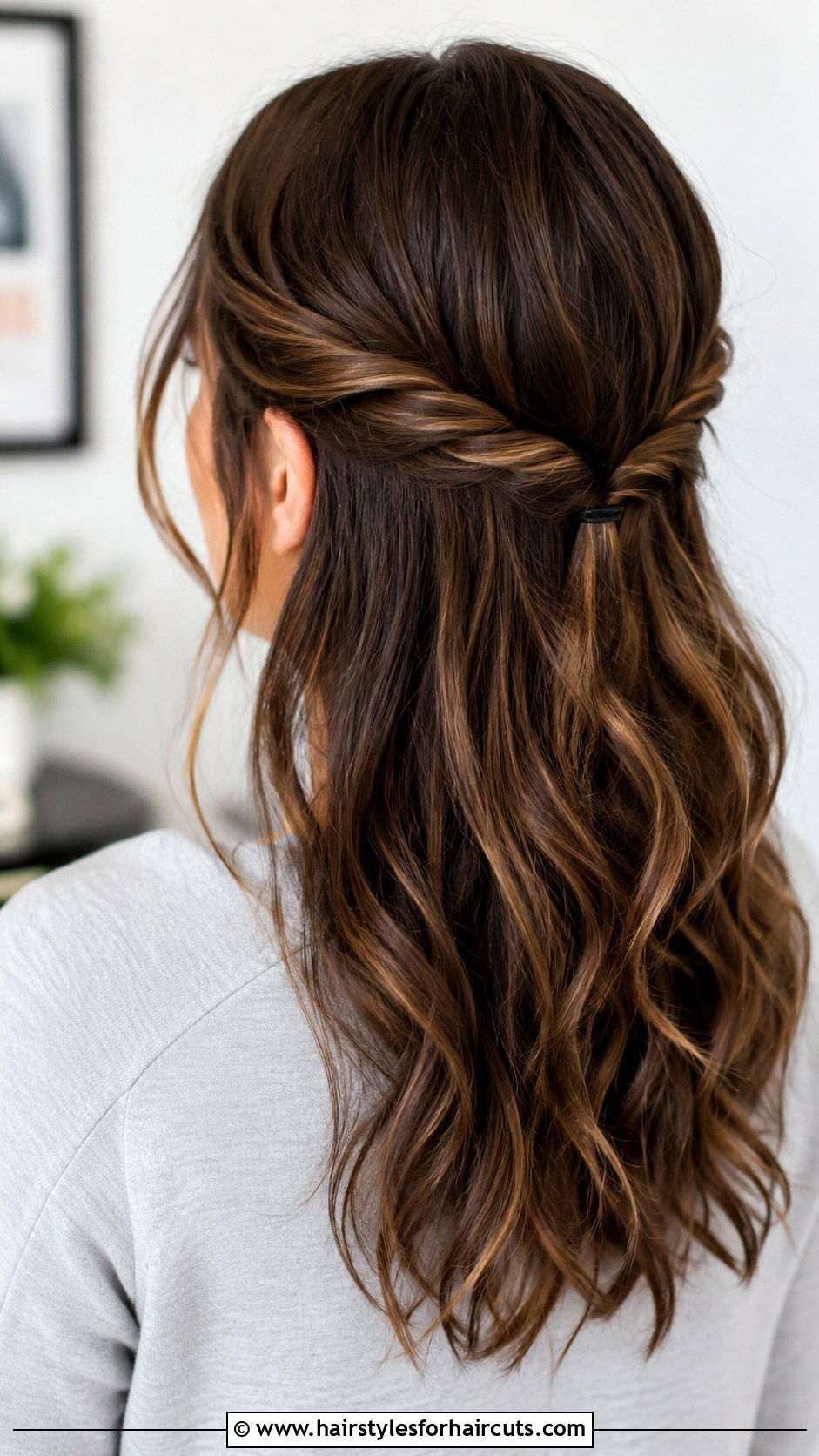Twisted Half Up Hairstyle - 25 hair tie hairstyles - 25 hair tie hairstyles