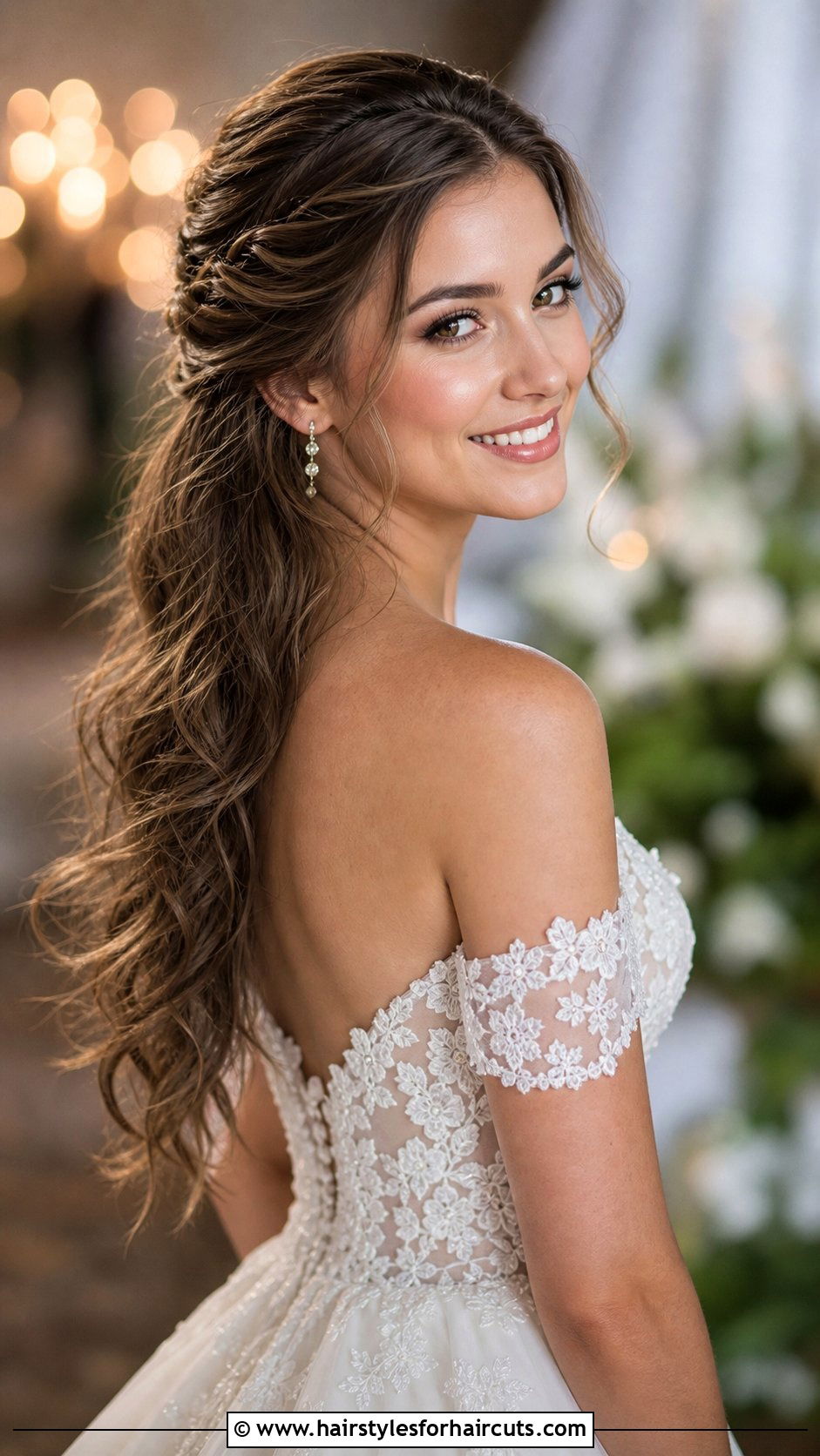 Twisted Half Up Wedding Hairstyle - 25 simple wedding hairstyles for shoulder length hair - 25 simple wedding hairstyles for shoulder length hair