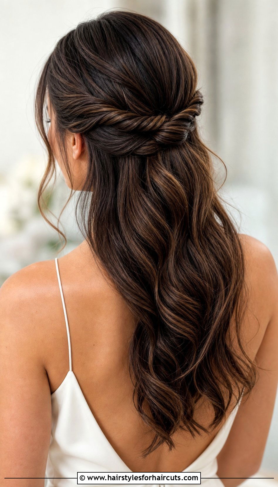 Twisted Half Updo - 25 wedding hairstyles for long hair - 25 wedding hairstyles for long hair