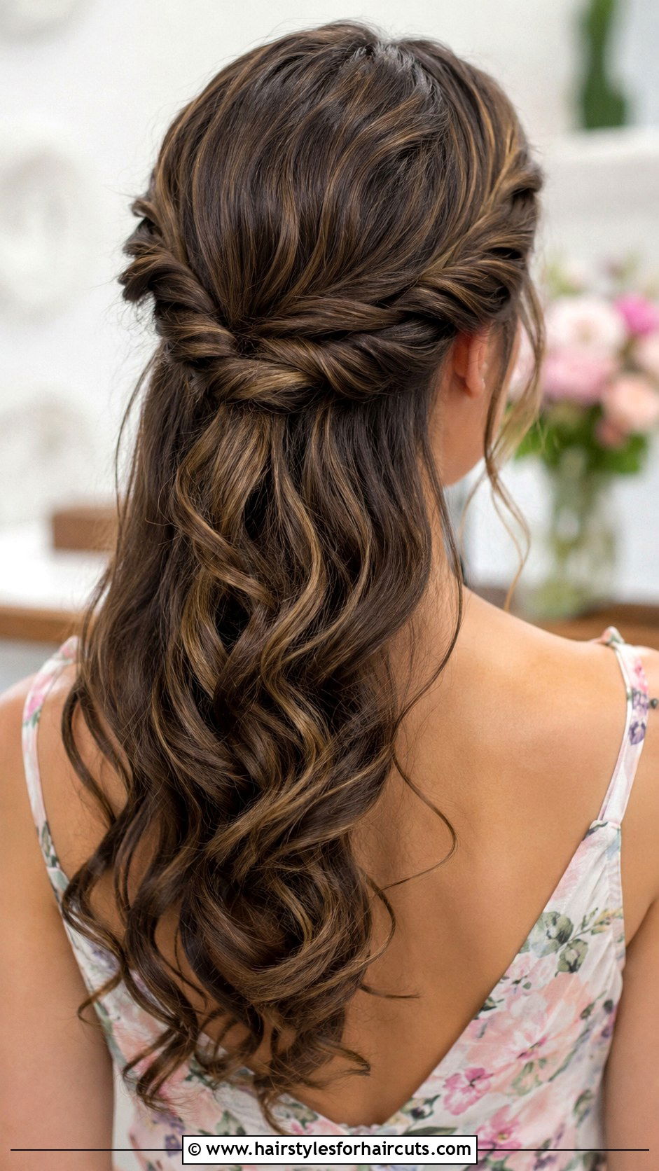 Twisted Half Updo - 25 bridesmaid hairstyles for long hair - 25 bridesmaid hairstyles for long hair