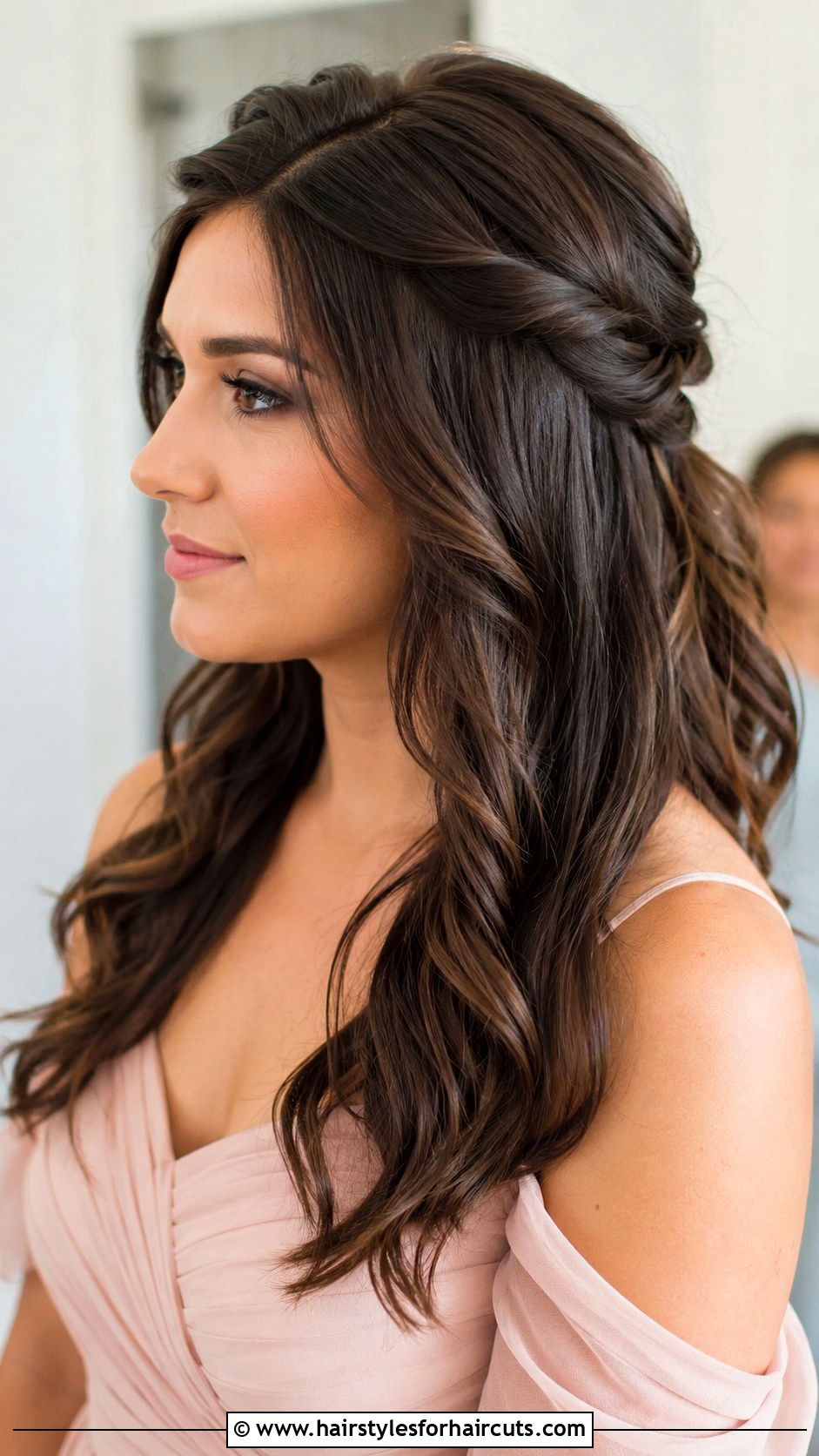 Twisted Half Updo Bridesmaid - 25 bridesmaid hairstyles for medium hair - 25 bridesmaid hairstyles for medium hair
