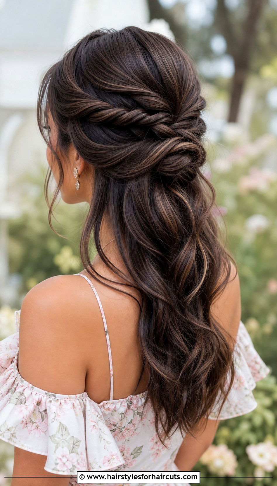 Twisted Half Updo Hairstyle - 25 hairstyles for engagement photos - 25 hairstyles for engagement photos