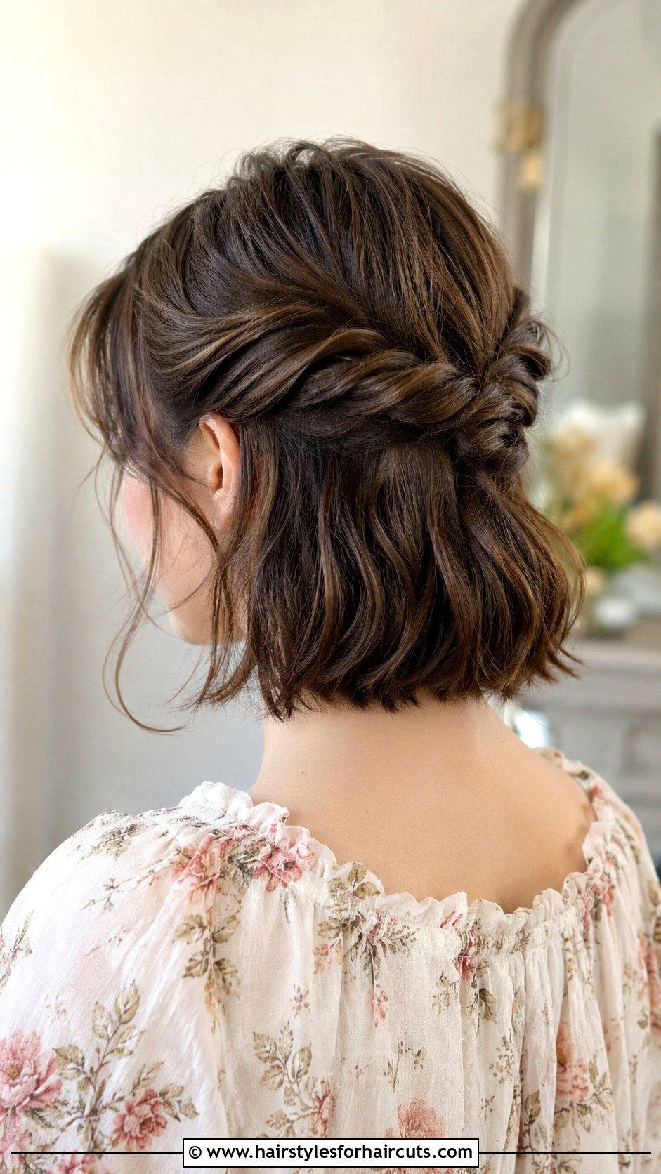 Twisted Half Updo Short Hair - 25 easy concert hairstyles for short hair - 25 easy concert hairstyles for short hair