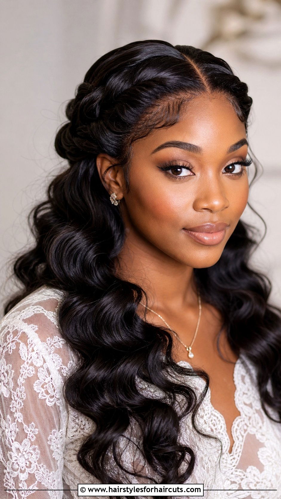 Twisted Half Updo With Deep Wave Weave - 25 quick easy hairstyles black hair with weave - 25 quick easy hairstyles black hair with weave