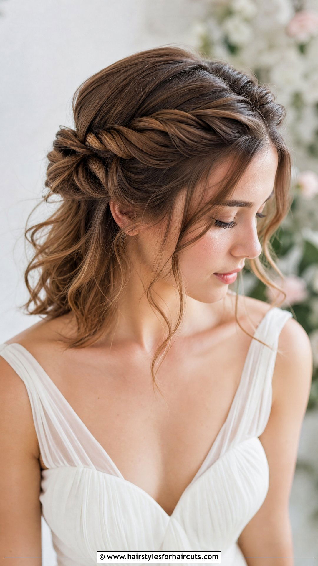 Twisted Halo Medium Hair - 25 wedding hairstyles for medium hair - 25 wedding hairstyles for medium hair