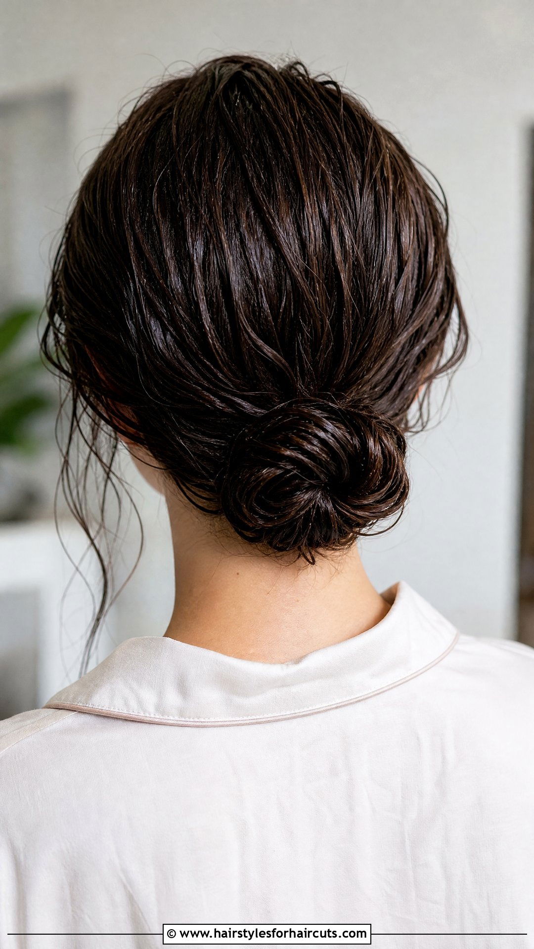 Twisted Low Bun For Wet Hair - 25 hairstyles for wet hair to sleep in - 25 hairstyles for wet hair to sleep in