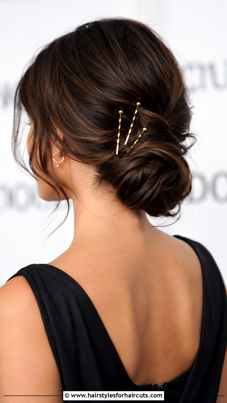 Twisted Low Bun With Gold Clips - 25 easy hairstyles with hair clips - 25 easy hairstyles with hair clips