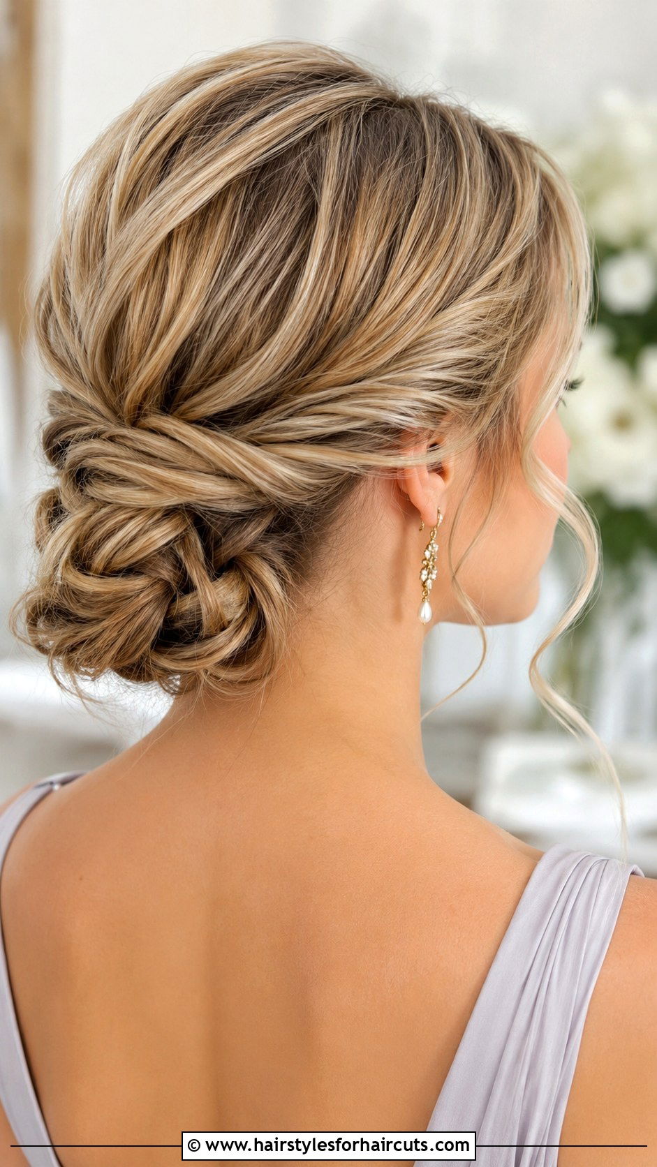 Twisted Low Chignon - 25 date night hairstyles for medium hair - 25 date night hairstyles for medium hair