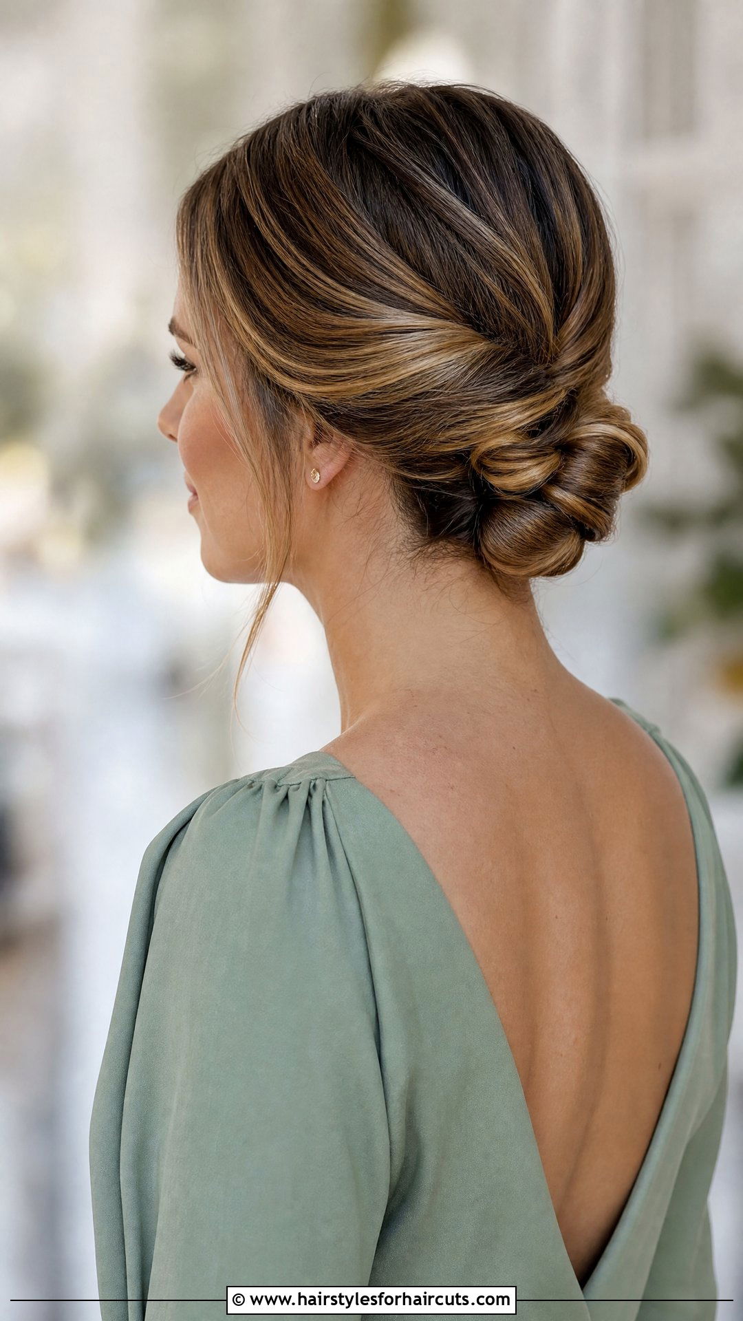 Twisted Low Knot Updo - 25 wedding hairstyles for short thin hair - 25 wedding hairstyles for short thin hair