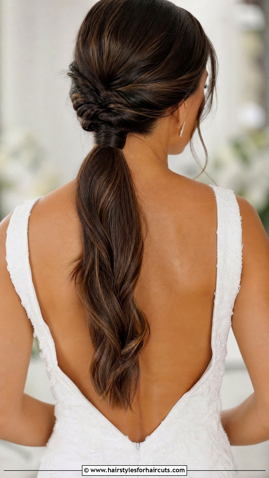 Twisted Low Ponytail - 25 formal wedding hairstyles for long hair - 25 formal wedding hairstyles for long hair