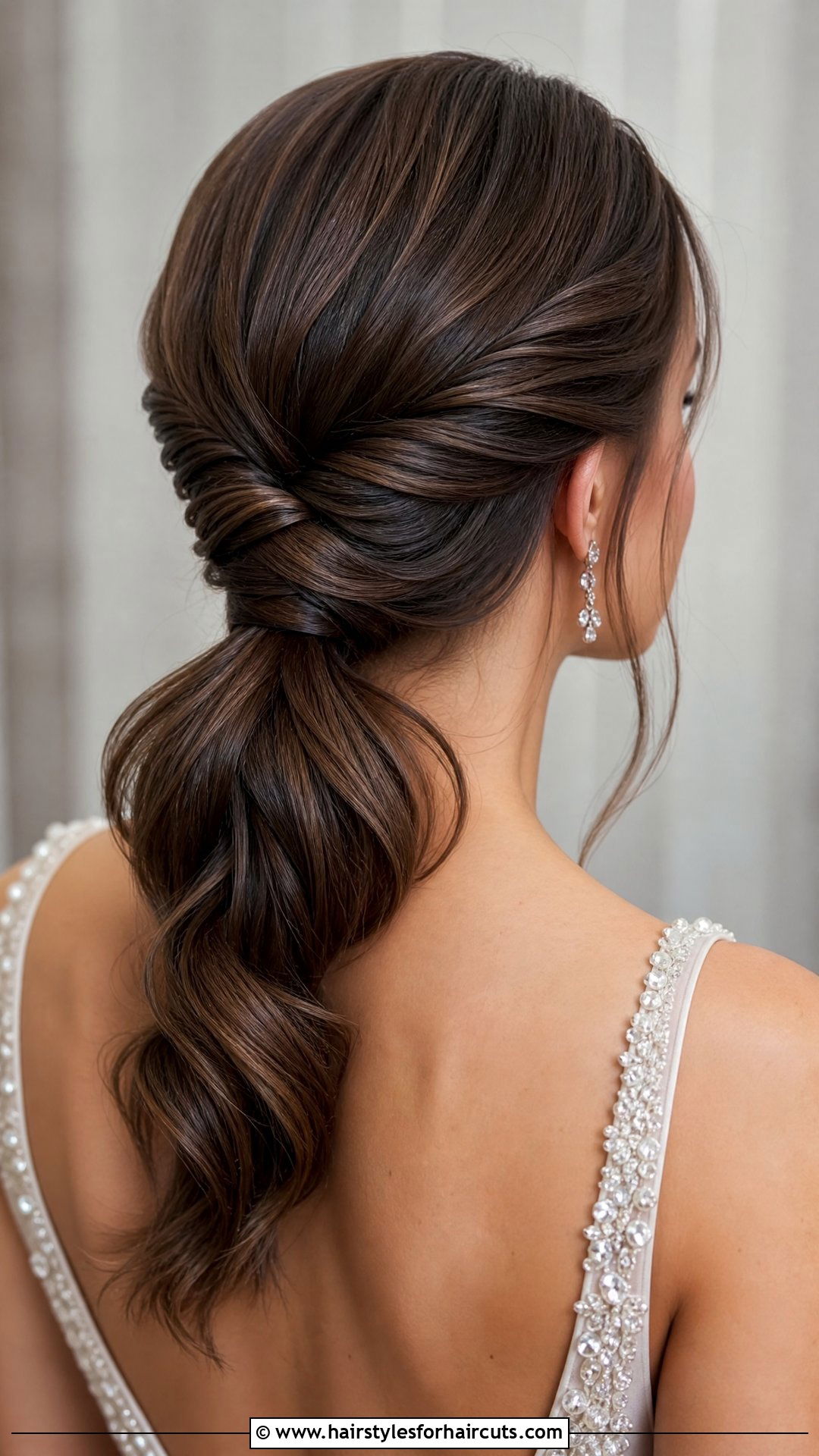 Twisted Low Ponytail - 25 wedding hairstyles for asian hair - 25 wedding hairstyles for asian hair