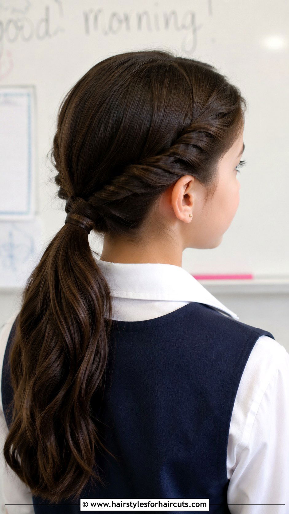 Twisted Low Ponytail - 25 4th grade hairstyles - 25 4th grade hairstyles