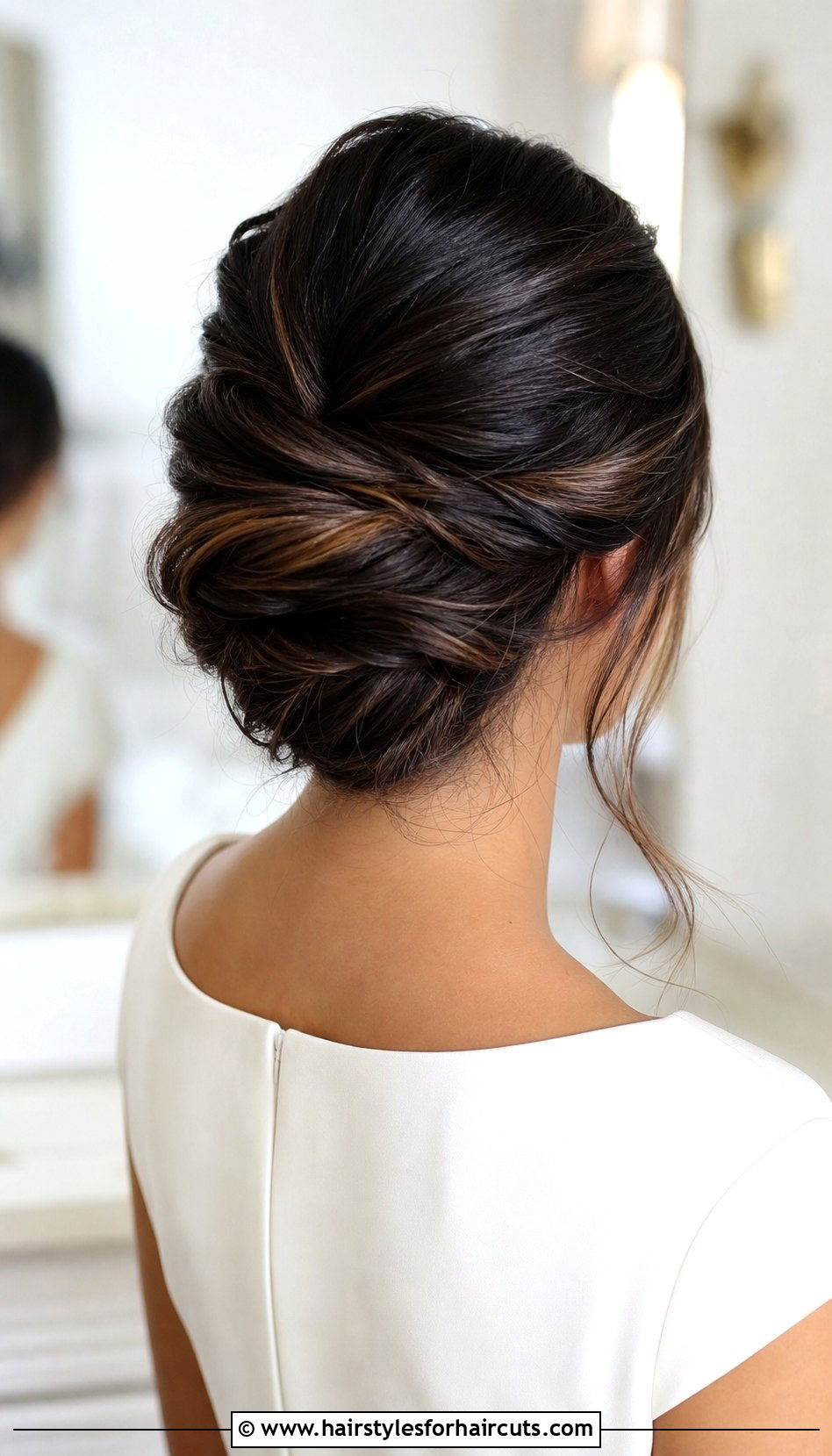 Twisted Low Updo - 25 hairstyles for maternity shoot - 25 hairstyles for maternity shoot