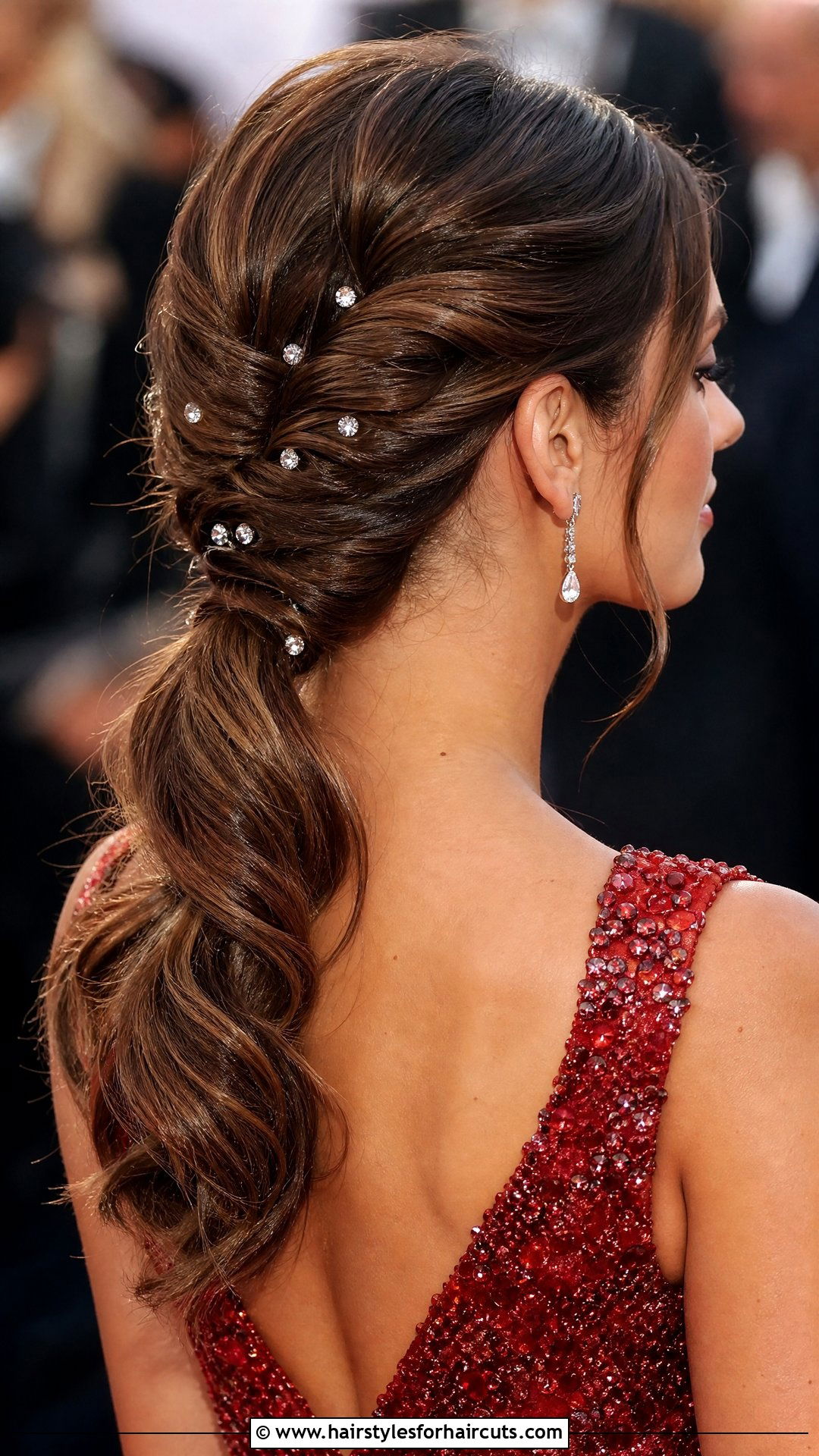 Twisted Ponytail With Crystal Pins - 25 hairstyles with hair accessories - 25 hairstyles with hair accessories
