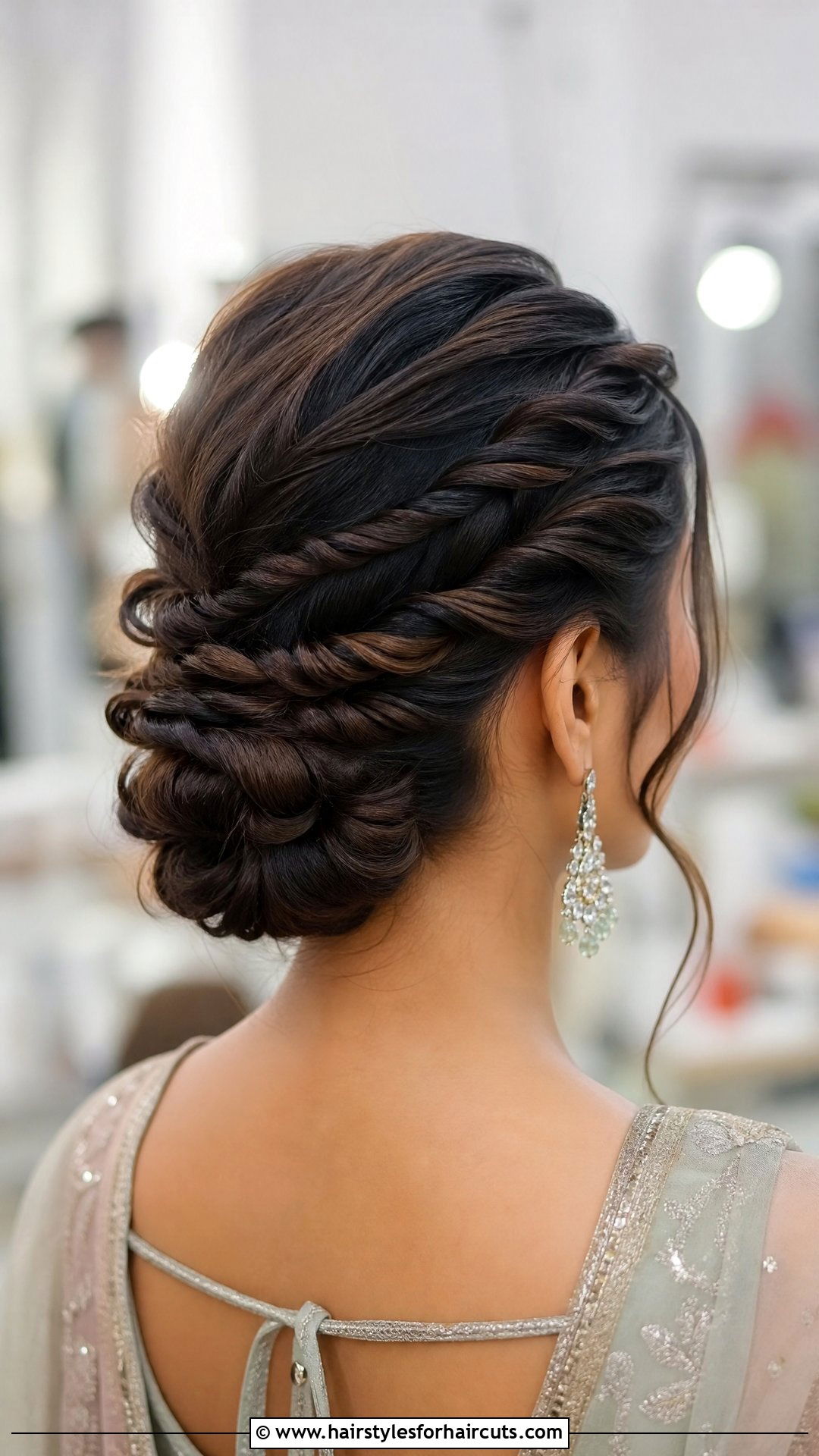 Twisted Rope Braid Updo - 25 wedding hairstyles for saree - 25 wedding hairstyles for saree
