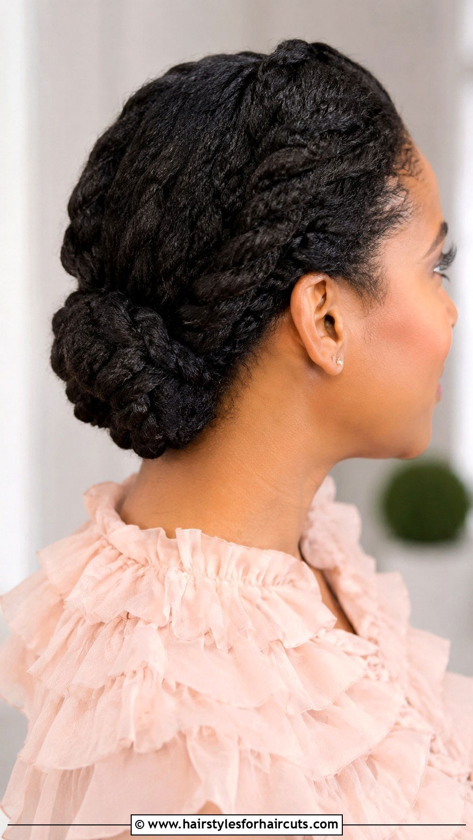 Twisted Side Bun - 25 bun hairstyles for relaxed hair - 25 bun hairstyles for relaxed hair