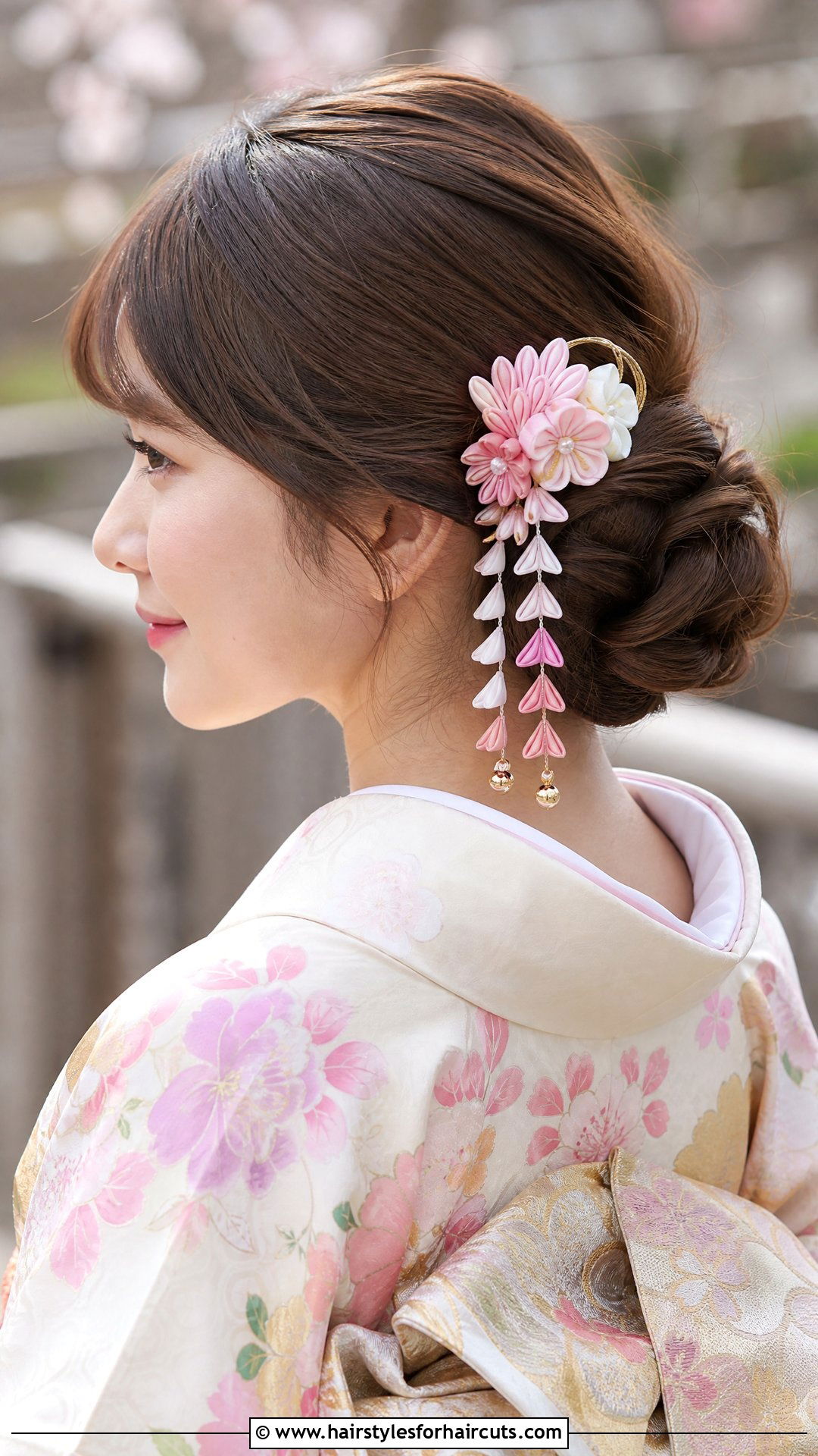 Twisted Side Bun For Kimono - 25 kimono hairstyles - 25 kimono hairstyles