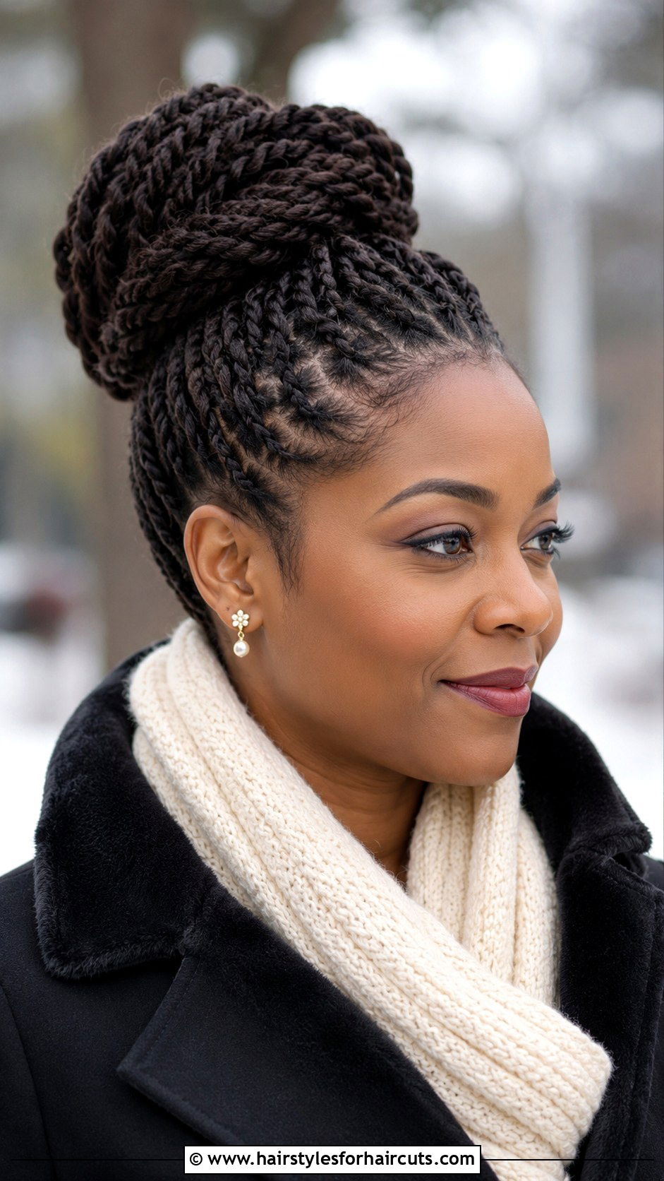 Twisted Updo - 25 winter hairstyles for black hair - 25 winter hairstyles for black hair