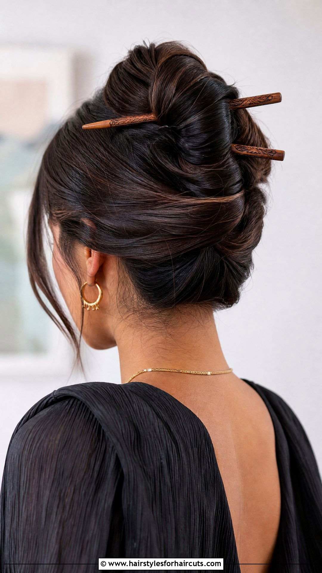Twisted Updo With Hair Sticks - 25 hairstyles with hair accessories - 25 hairstyles with hair accessories